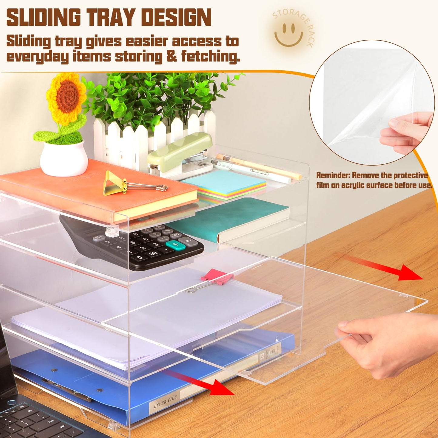 Paper Organizer Tray, Leffis Clear Acrylic Desk Organizers and Accessories, Letter Tray Organizer, Acrylic Desk Organizer, Office Desktop Organizer, for Home School Desktop Organization