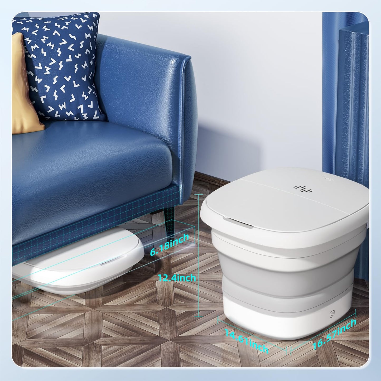 Collapsible Foot Spa Massage with Water and Electricity Separation System,Foot Bath with Three Level Temperature Control,Bubble,Remote,Red Light,Timer,and Four Set Electric Massage Balls