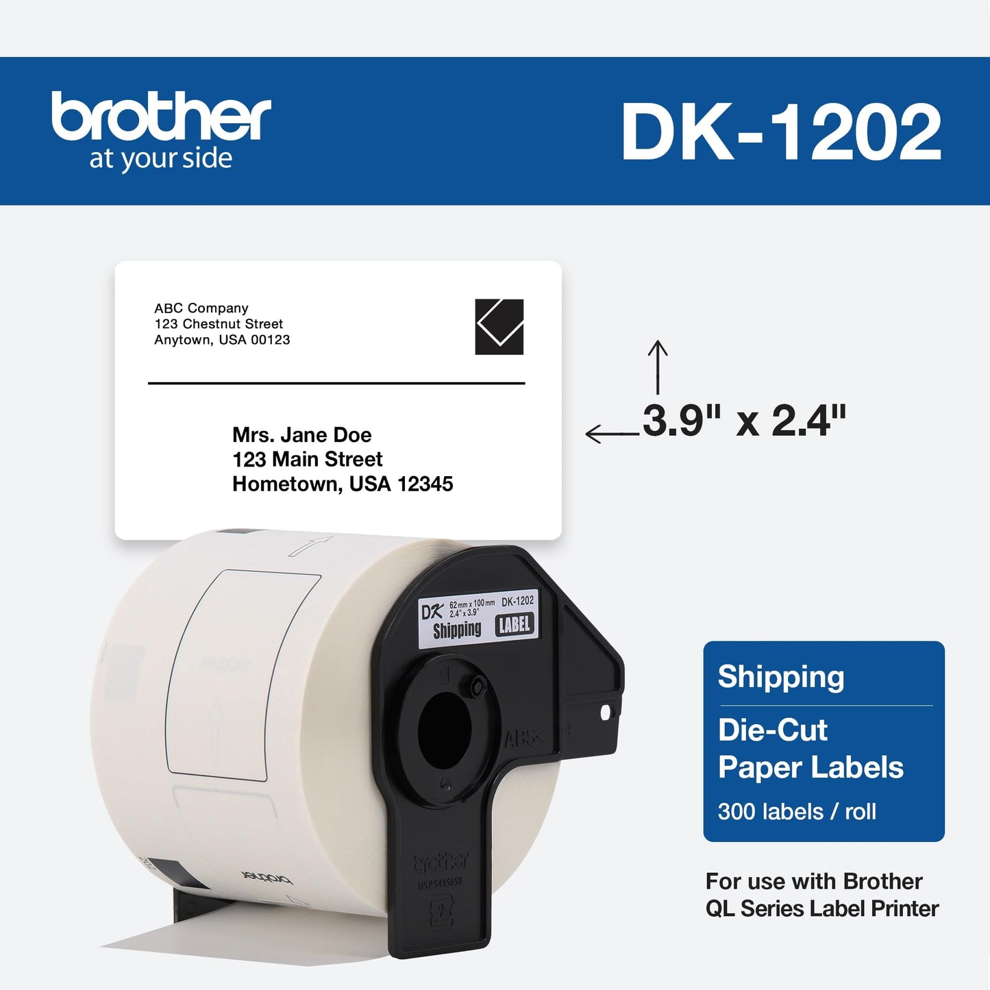 Brother DK-1202 White Paper Shipping Labels for QL Label Printers