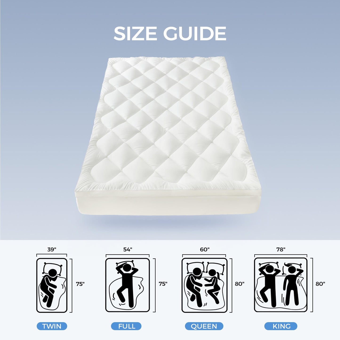 Puredown® 3 Inch Memory Foam Mattress Topper Twin Size, Fluffy Quilted Mattress Pad with Shredded Memory Foam & Polyester Fill, Breathable Soft Support for Back Pain Relief