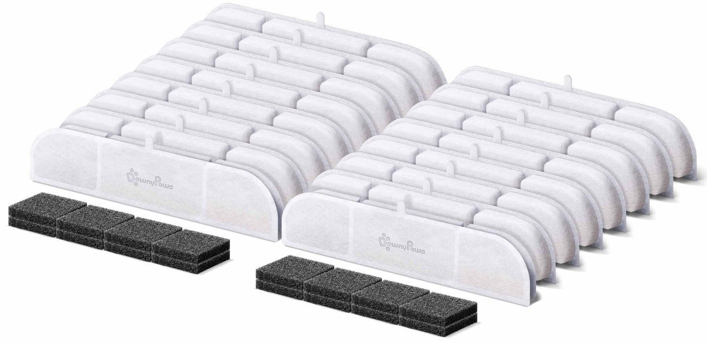 DownyPaws Cat Water Fountain, 16 Packs Replacement Filters for Fursink DPWFP6, 3 Months Set of Filters
