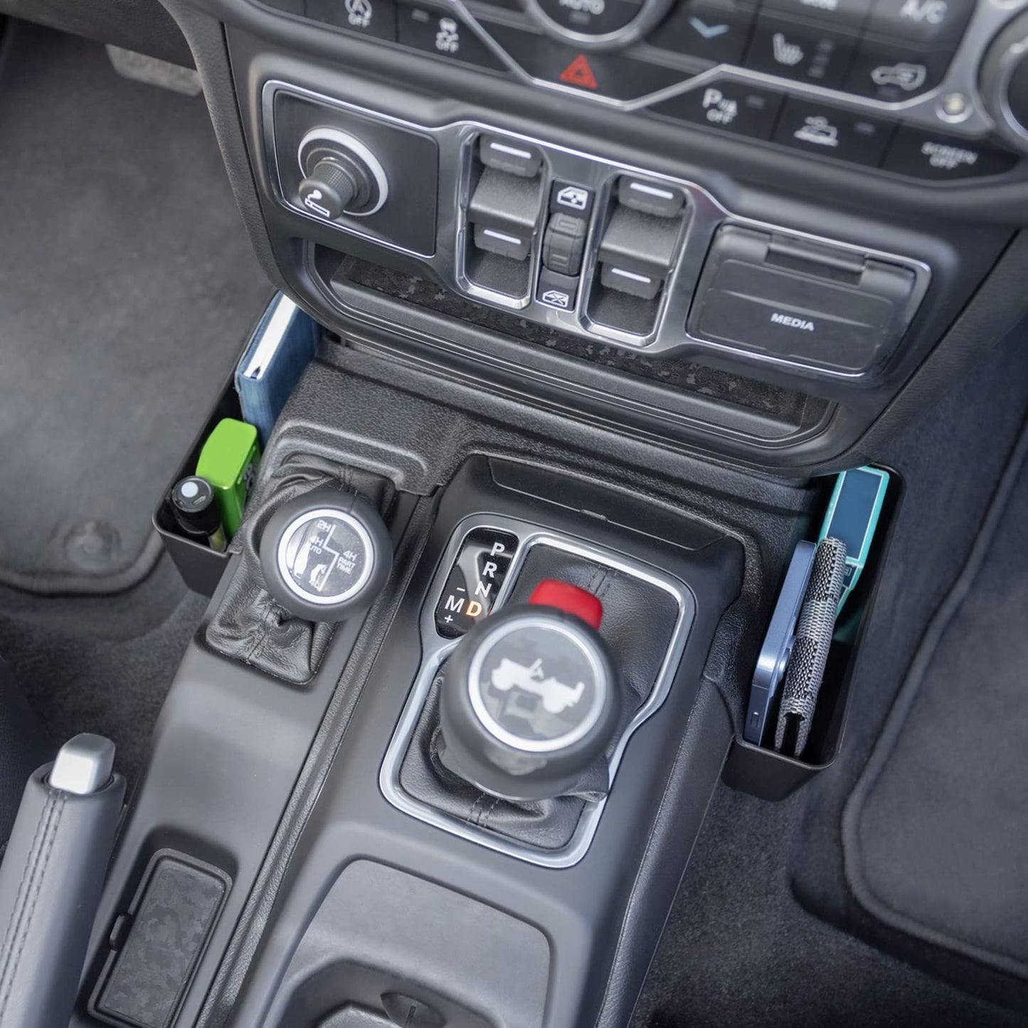 Center Console Gear Shift Organizer Tray Compatible with Jeep Wrangler JL/JLU 2018-2023 2024 2025 and Jeep Gladiator JT Truck 2020-2022 2023 2024 2025 Storage Box Accessories (Not for JK/JKU)