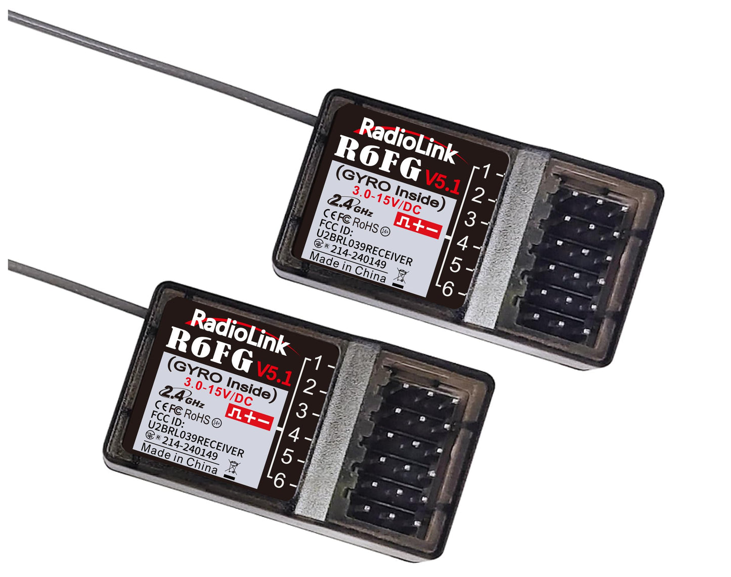 Eighteenup Radiolink R6FG 6 Channels 2.4GHz Surface Receiver Works with Radiolink Remote Controller RC4GS V2/RC4GS/RC6GS V2/RC6GS for RC Car&Boat(2 Pcs)