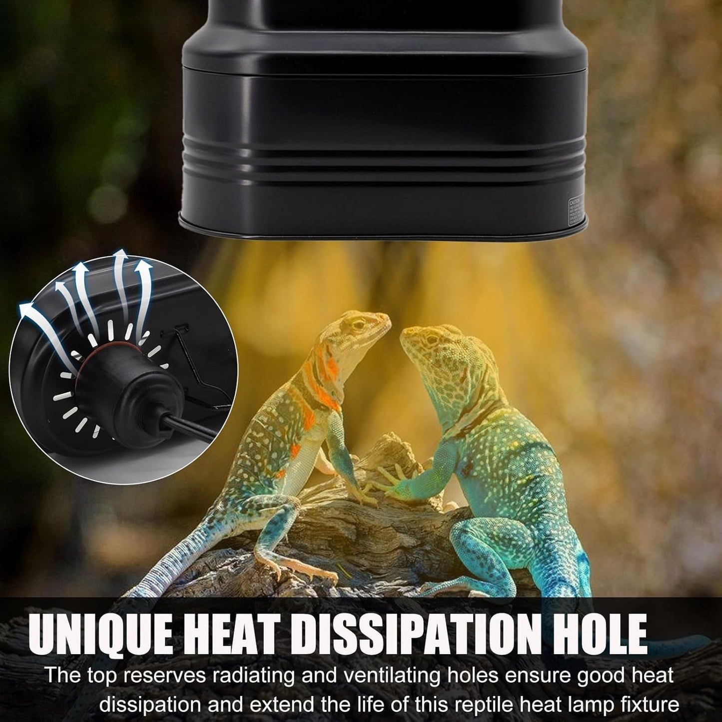 PTSCBS Max 160W Dual Reptile Heat Lamp Fixture with Separate Switches, Double Dome UVB Light Fixture for Reptile Terrarium and Tortoise Habitat