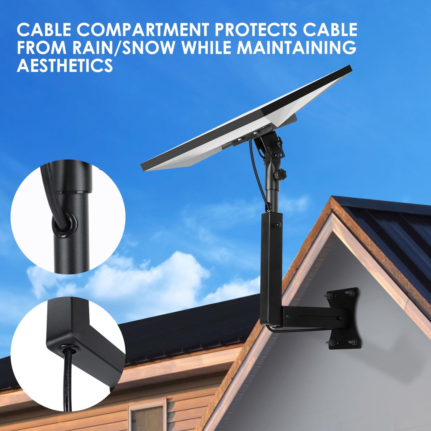 Bloazzup Starlink Mount, Adjustable Starlink Gen 3 Mount with Telescoping Support Arm, Rustproof, Weatherproof for Concrete Walls and Wood Walls, Easy Installation Black