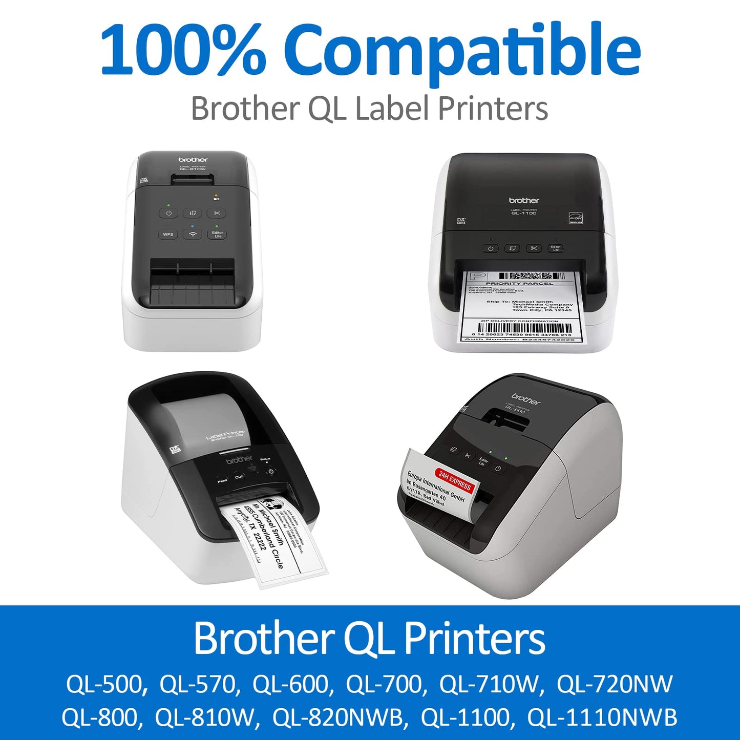Label KINGDOM Replace for Brother DK-1201 (1.1" x 3.5") Standard Address Labels for QL 800 820NWB 700 Printers, Die-Cut 29mm x 90mm, 400 Labels/Roll, 1 Frame+12 Rolls