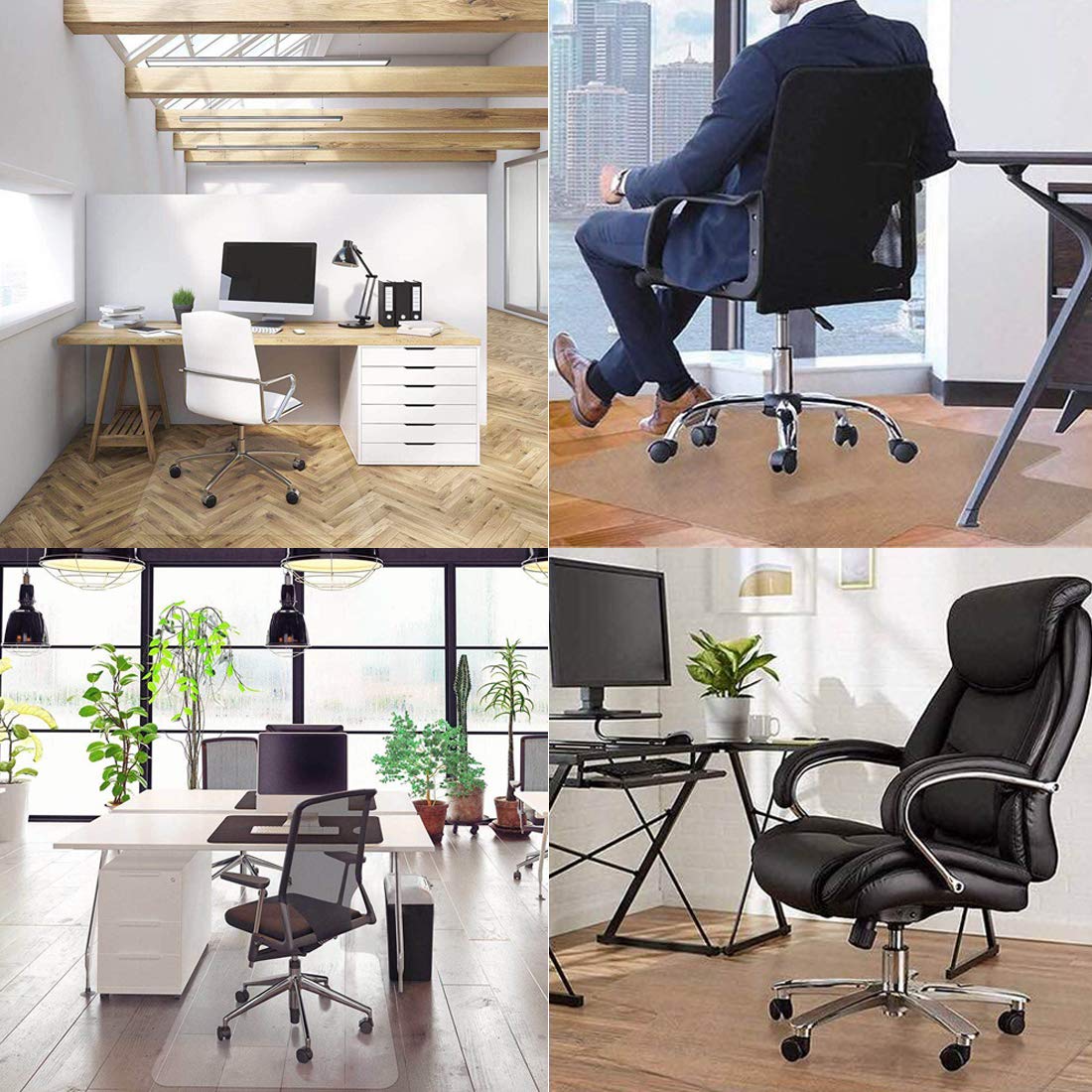 BesWin Office Chair Mat for Hardwood Floor - 36"x48" Clear PVC Desk Chair Mat - Heavy Duty Floor Protector for Home or Office - Easy Clean and Flat Without Curling