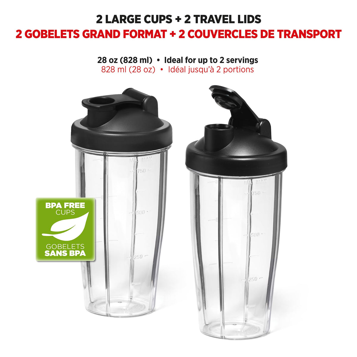 Starfrit Personal Blender 6PC Set, 300W, 2 To-Go Cups, BPA-Free