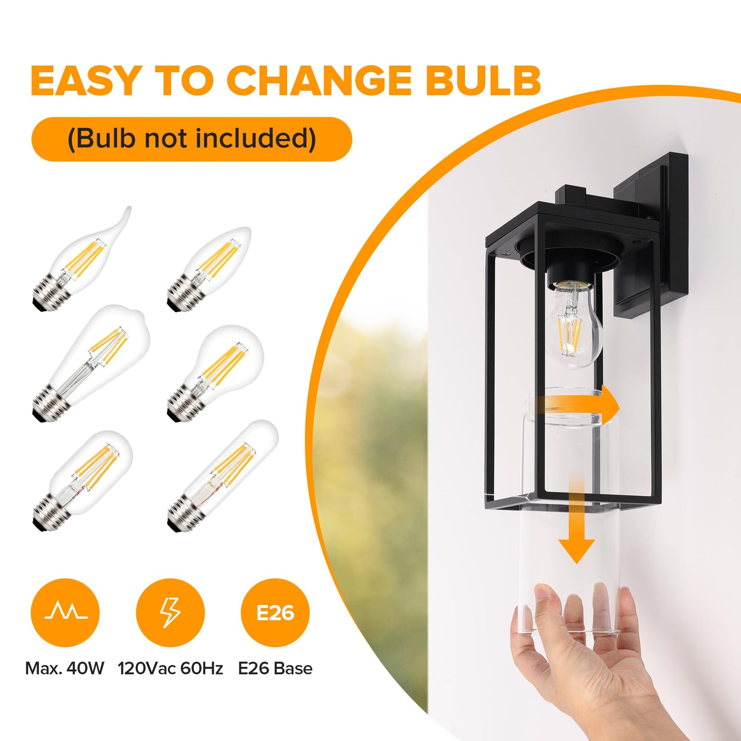 LUTEC 2 Pack Outdoor Wall Light Fixtures, Exterior Waterproof Lanterns with Aluminum Frame and Clear Glass Shade, Modern Matte Black Wall Sconce Outdoor Lighting for Patio, Front Door, Entryway