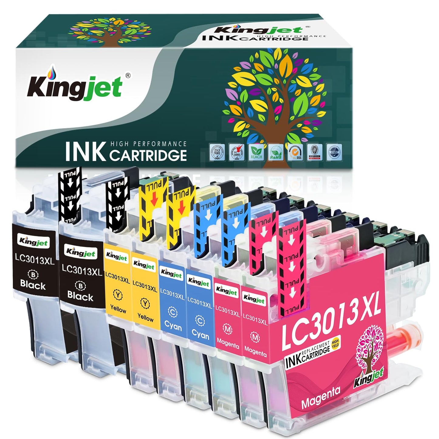 Kingjet LC3013 LC3011 Ink Cartridges BK/C/M/Y Replacement for Brother LC3013 LC3011 Use with Brother MFC-J497DW MFC-J491DW MFC-J690DW MFC-J895DW Printers for Brother Ink Cartridges LC3011 LC3013