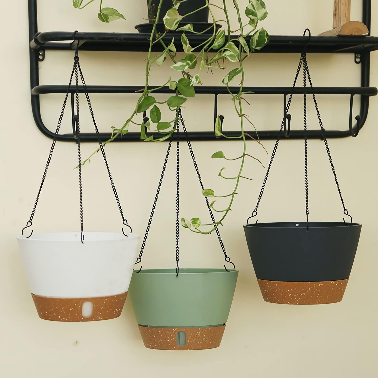 ZMTECH Hanging Planters for Indoor Plants, Hanging Baskets, Plant Hanger 2 Pack 10 Inch Gray with Iron Chain Hook, Indoor Outdoor, Living Room Bedroom Balcony Porch Patio