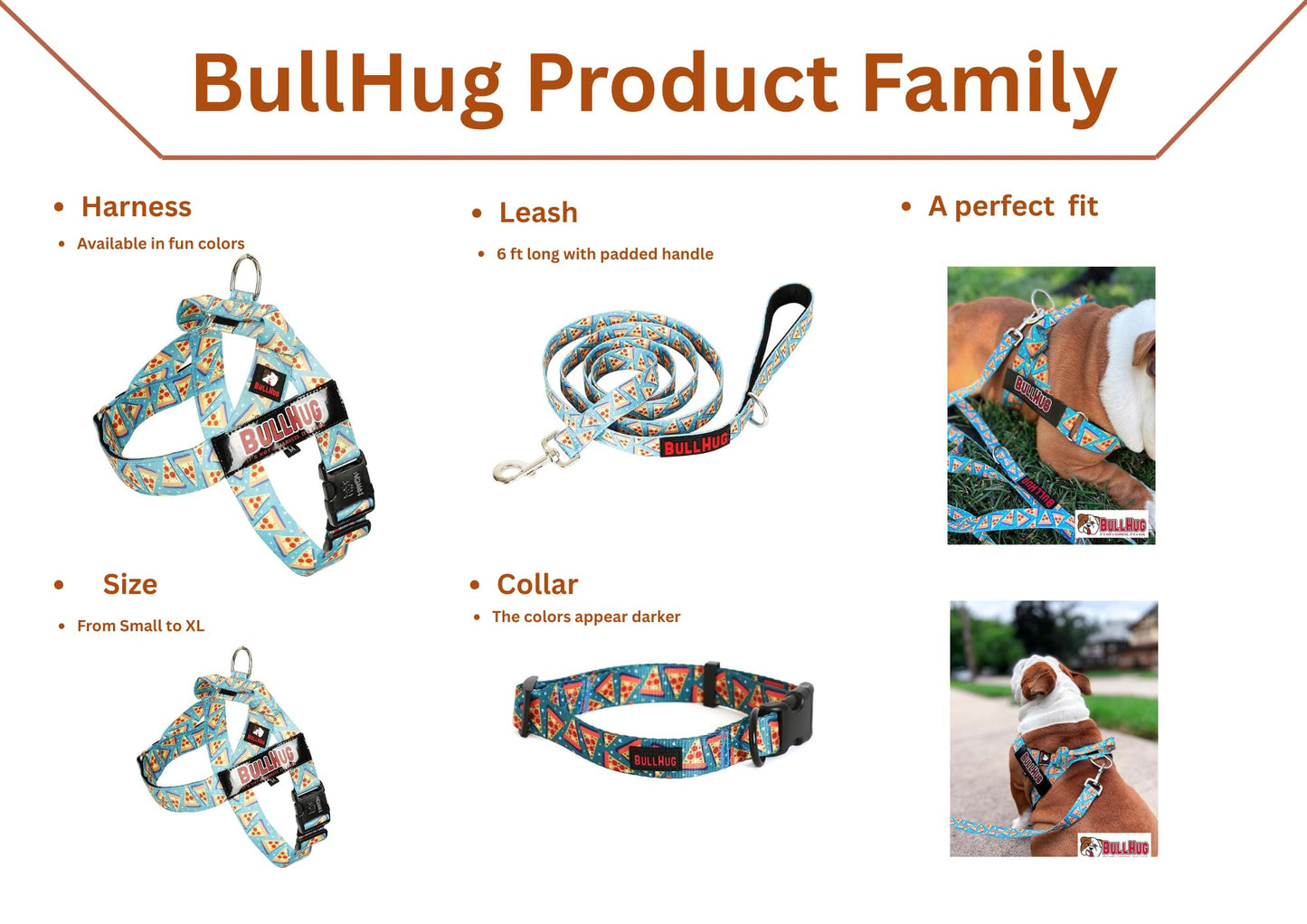 BULLHUG Adjustable Dog Harness – No Pull, No Choke – for English Bulldogs, French Bulldogs, Pugs & Broad-Chested Breeds – Easy, Safe Walks (Pink Floral, Large)