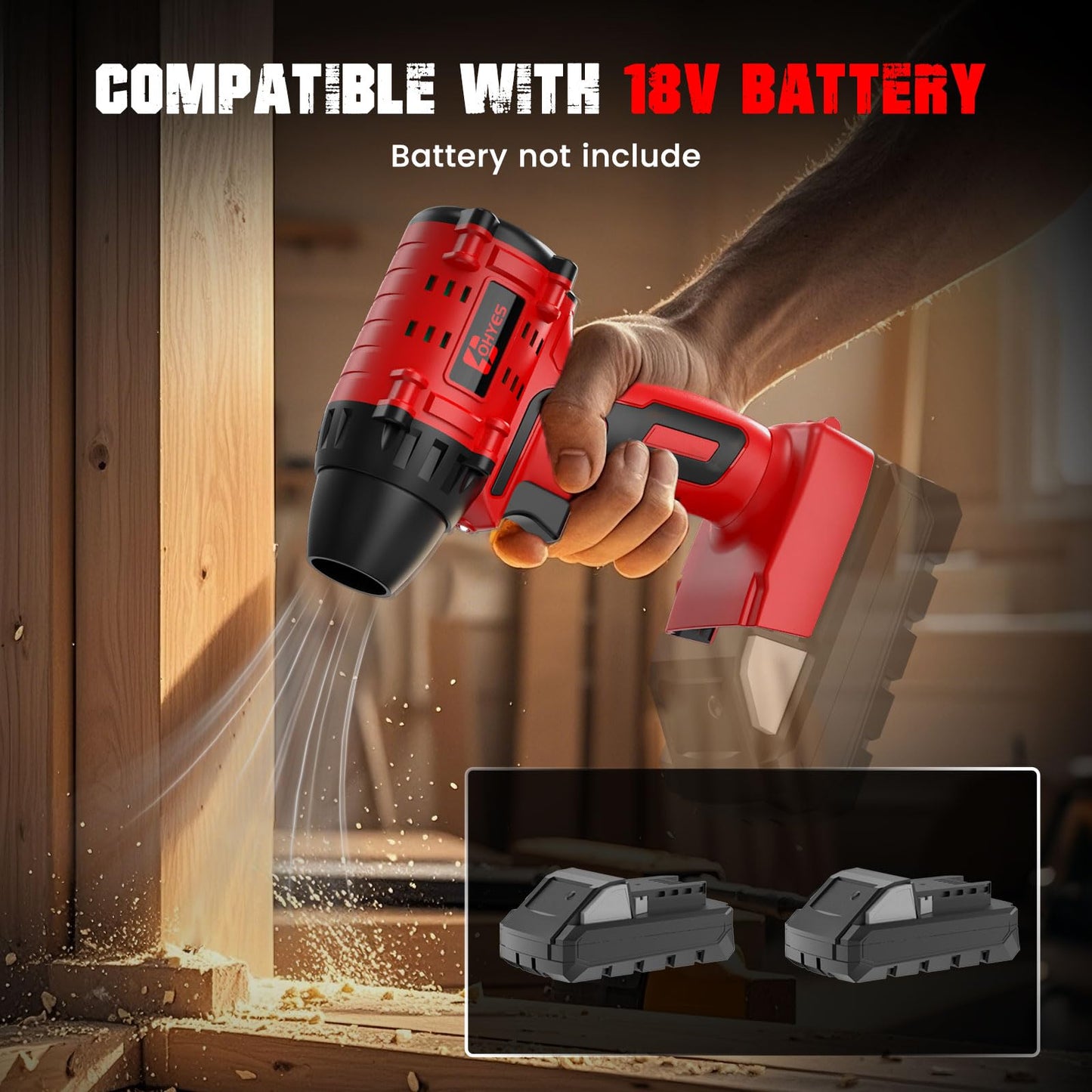 Air Duster 380W Brushless HighSpeed Motor 100,000RPM Fit for Milwaukee 18V Battery Variable Speed Air Blower for Camping Jobsite & Car-Service(Battery not Included)