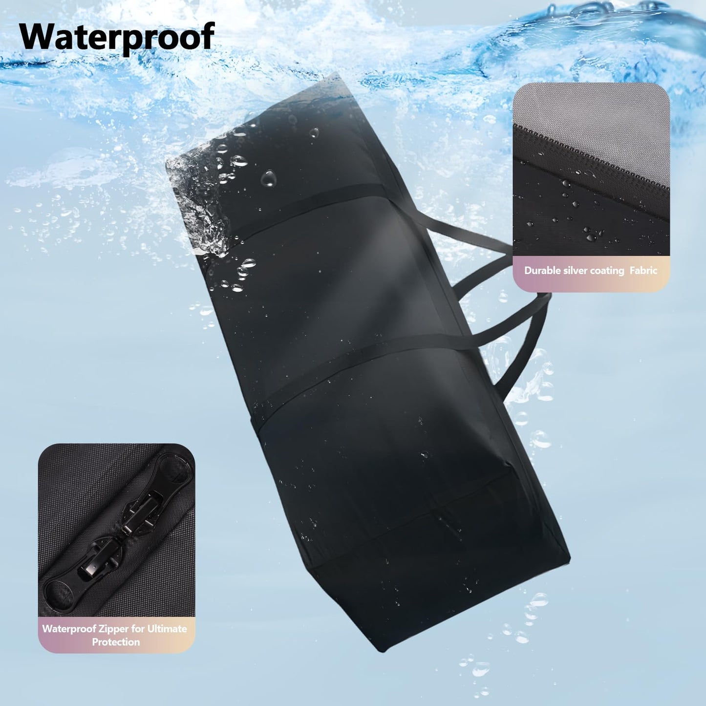 NCEDN Waterproof Patio Cushion Storage Bag - 68 x 21 x 29 Inch Heavy Duty Oxford Outdoor Cushion Storage Bag, Dustproof & UV Protection for Garden Use, with Upgraded Fabric & Reinforced Zipper