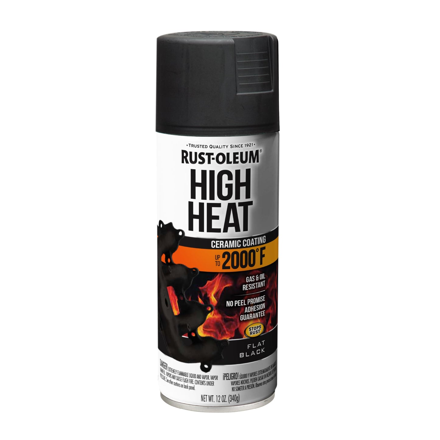 Rust-Oleum 248903 12-Ounce 2000 Degree, Flat Black Automotive High Heat Spray Paint, 12 Ounce (Pack of 1), 11 Fl Oz