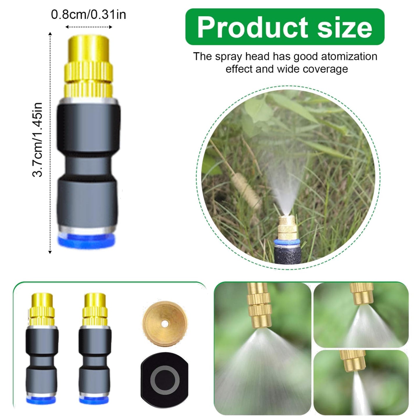 FUJINIRRI Update 82Ft Irrigation Copper Nozzle System, Automatic Irrigation Kit with Replaceable 360°Bendable Sprayer, Atomizing Copper Nozzle for Garden, Lawn, Patio & Yard