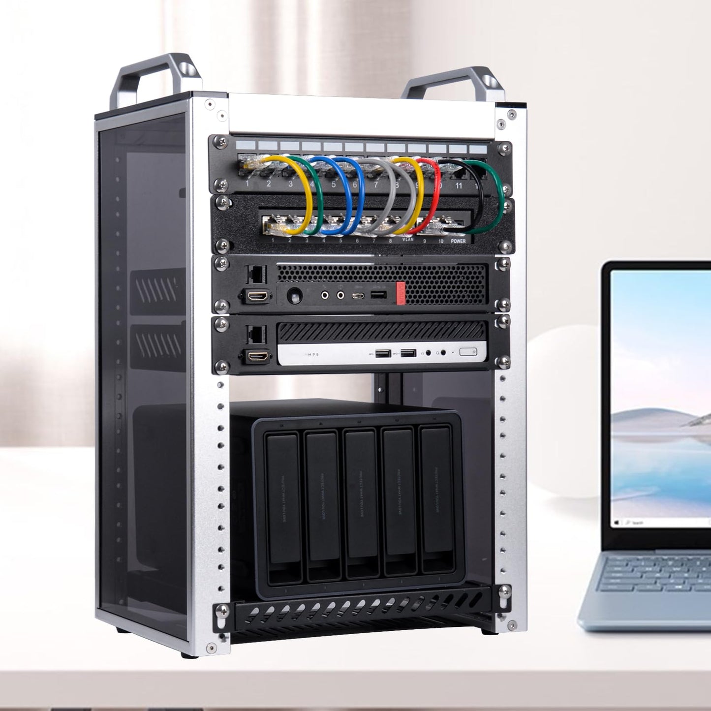 GeeekPi 12-Port Cat6 Patch Panel, 10 inch 1U Rack Mount Modular Panel with Keystone Coupler & Cable Management for DeskPi RackMate T1/T0/T2/T0 Plus/T1 Plus/TL1 10" Width Server Rack & Network Cabinet