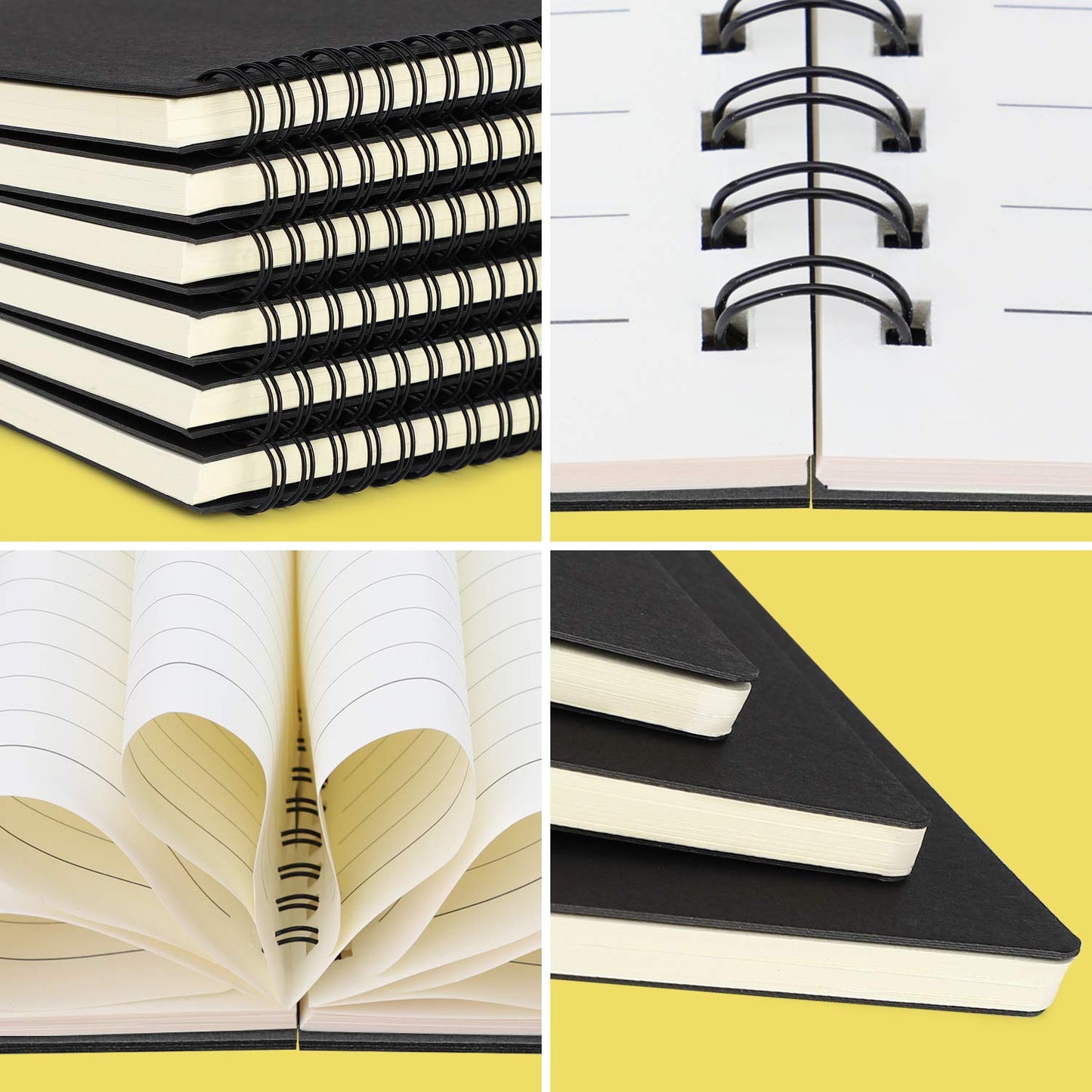 EUSOAR Spiral Notebook College, A5 12packs 5.5x8.3" 120 Pages Lined Travel Writing Notebooks Journal, Memo Notepad Sketchbook, Students College Office Business Subject Diary Ruled Book Journal-Black