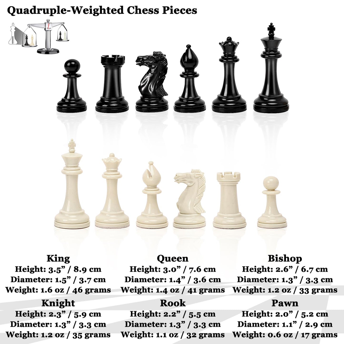 Chess Set - Tournament 20inch Silicone Chess Board, 3.5" King Height Weighted Staunton Chess Pieces with 2 Extra Queens, Professional Portable Chess Set with Storage Bag