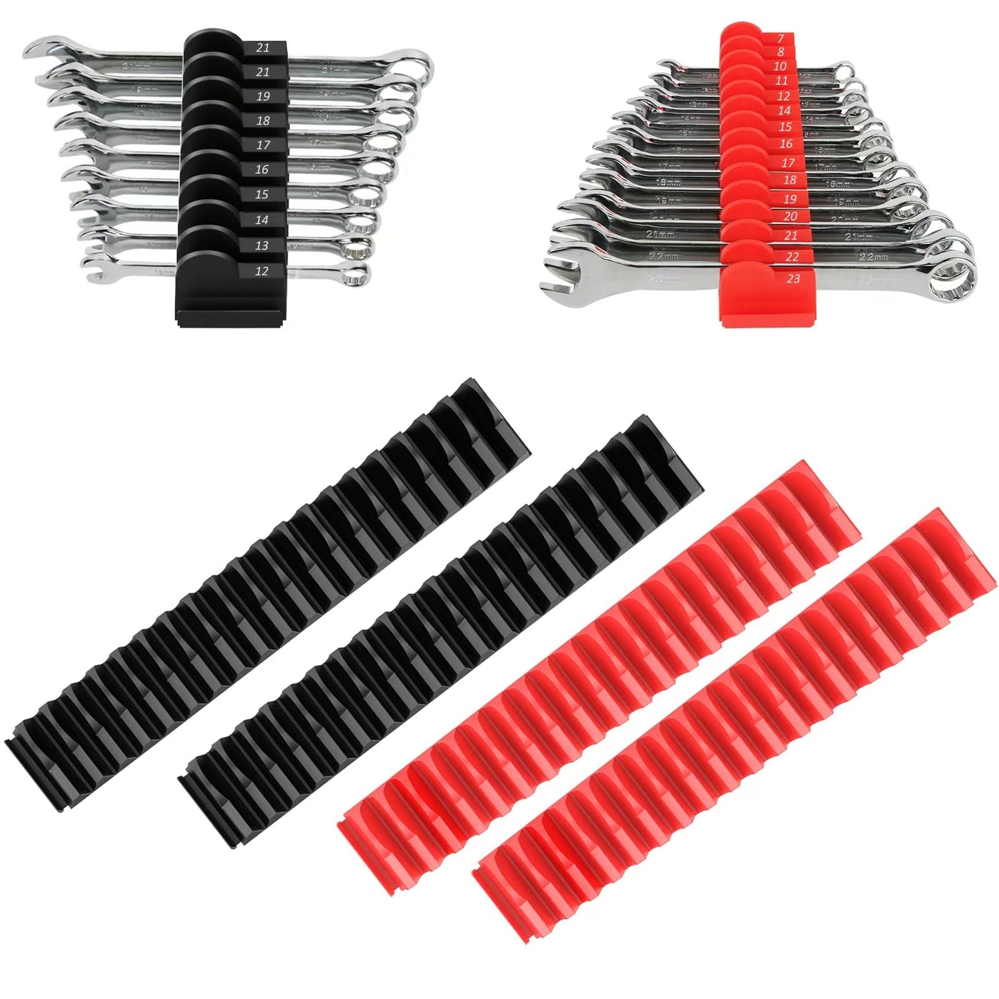 80 pcs Modular Wrench Organizers for Tool Drawers - Wrench Rack with Metric & SAE Labels, Perfect Tool Storage Holder. Gift for Father, Brother and Boyfriend (Without Magnet)