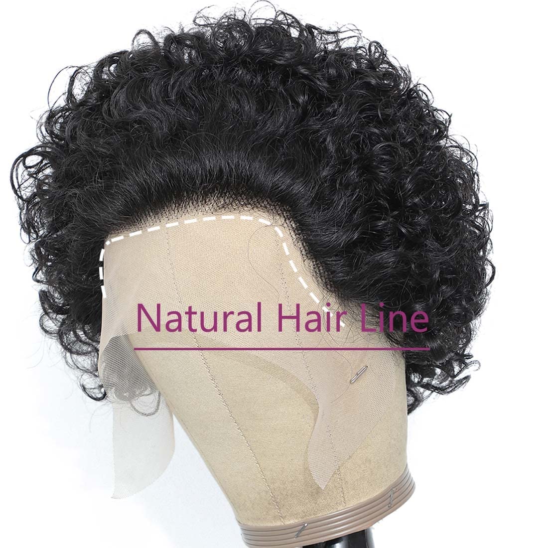 Fereowth Short Curly Lace Front Wigs Human Hair Wigs for Black Women Pixie Cut Wigs Human Hair Short Curly Human Hair Wigs Pre Plucked with Baby Hair 150% Density Natural Black