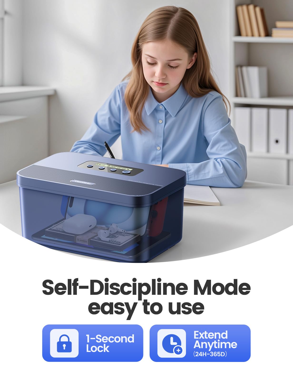 Vaydeer Safe Timed Lock Box, Phone Lock box with Timer Unplug from Phones, Video games, Social media, Snacks&Cravings,Self-Control Lockable Storage Box Boost Your Mental Health