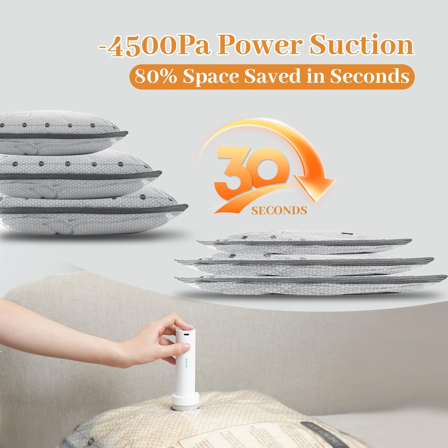 15 Pack Travel Vacuum Storage Bags for Clothing with Portable Electric Pump, Space Saver Vacuum Seal Bag, Compression Packing Bag for Clothes Luggage & Suitcase, Cruise Vacation & Travel Essentials