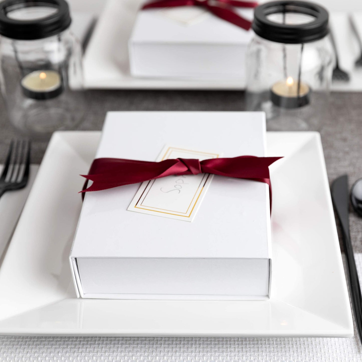 Purple Q Crafts White Hard Gift Box with Magnetic Closure Lid 7" x 5" x 1.6" Rectangle Small Boxes For Gifts With White Glossy Finish (10 Boxes)