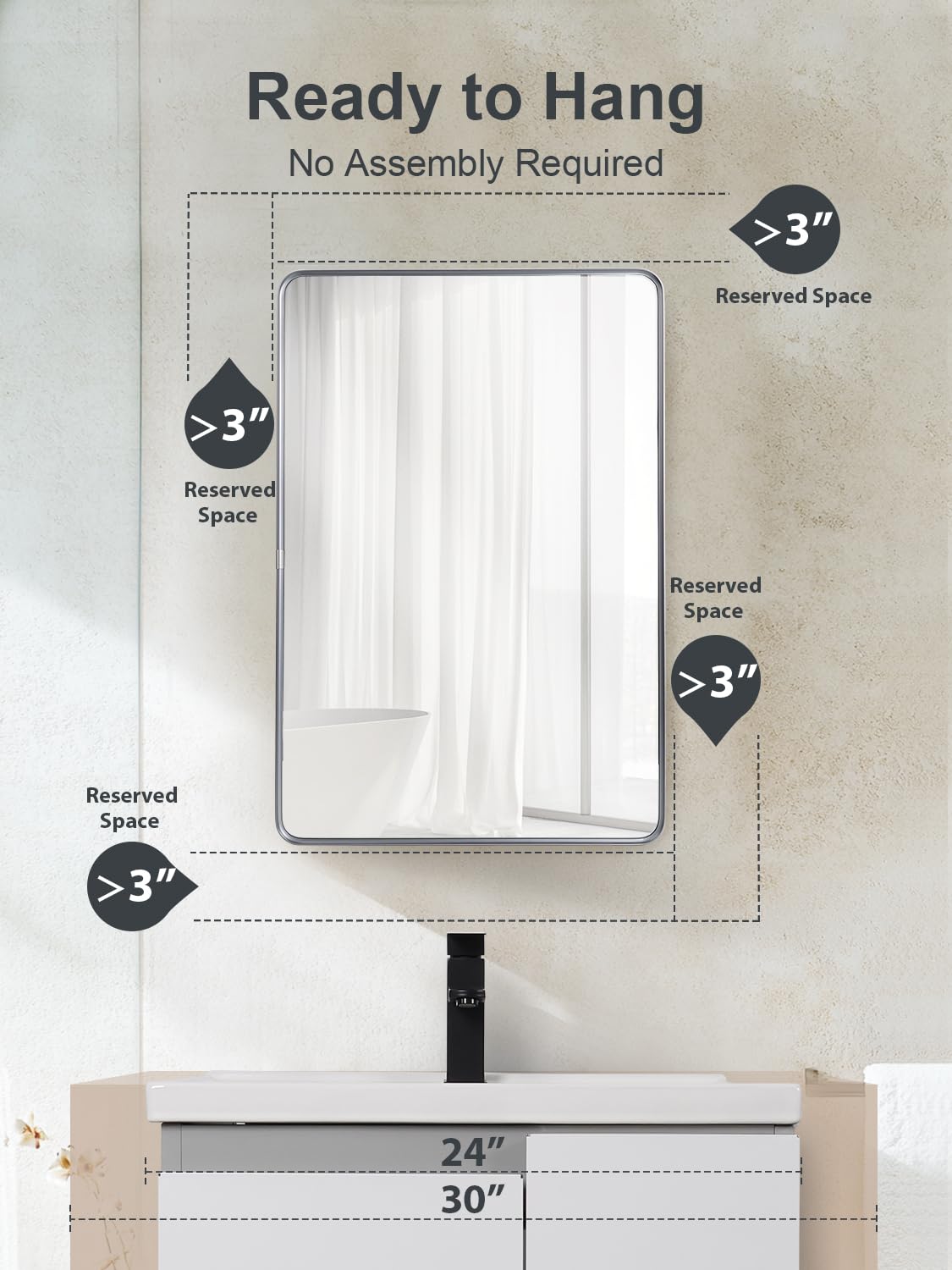 Avidanza 16x24 Inch Bathroom Medicine Cabinet with Mirror, Small Farmhouse Surface Cabinet with Soft-Close Hinges, Rounded Corner Aluminum Metal Vanity Frame & Glass, with 2 Toothbrush Holders (Grey)