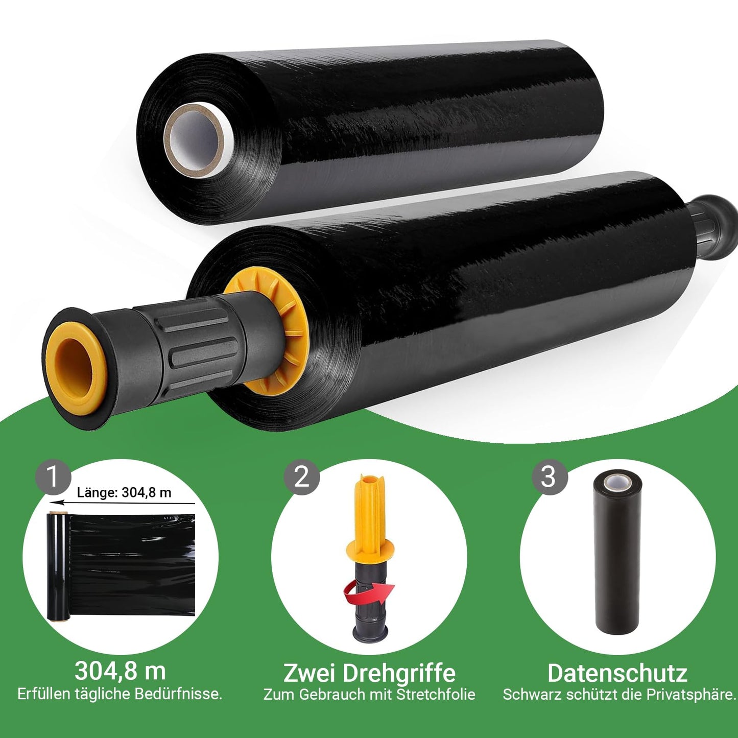 2 Rolls Black Stretch Wrap 15"x1000 Feet Stretch Film Shrink Wrap Packing Moving Suppliers for Shipping Moving Suppliers Packing Pallet Wrapping Surface Protection 60 Gauge