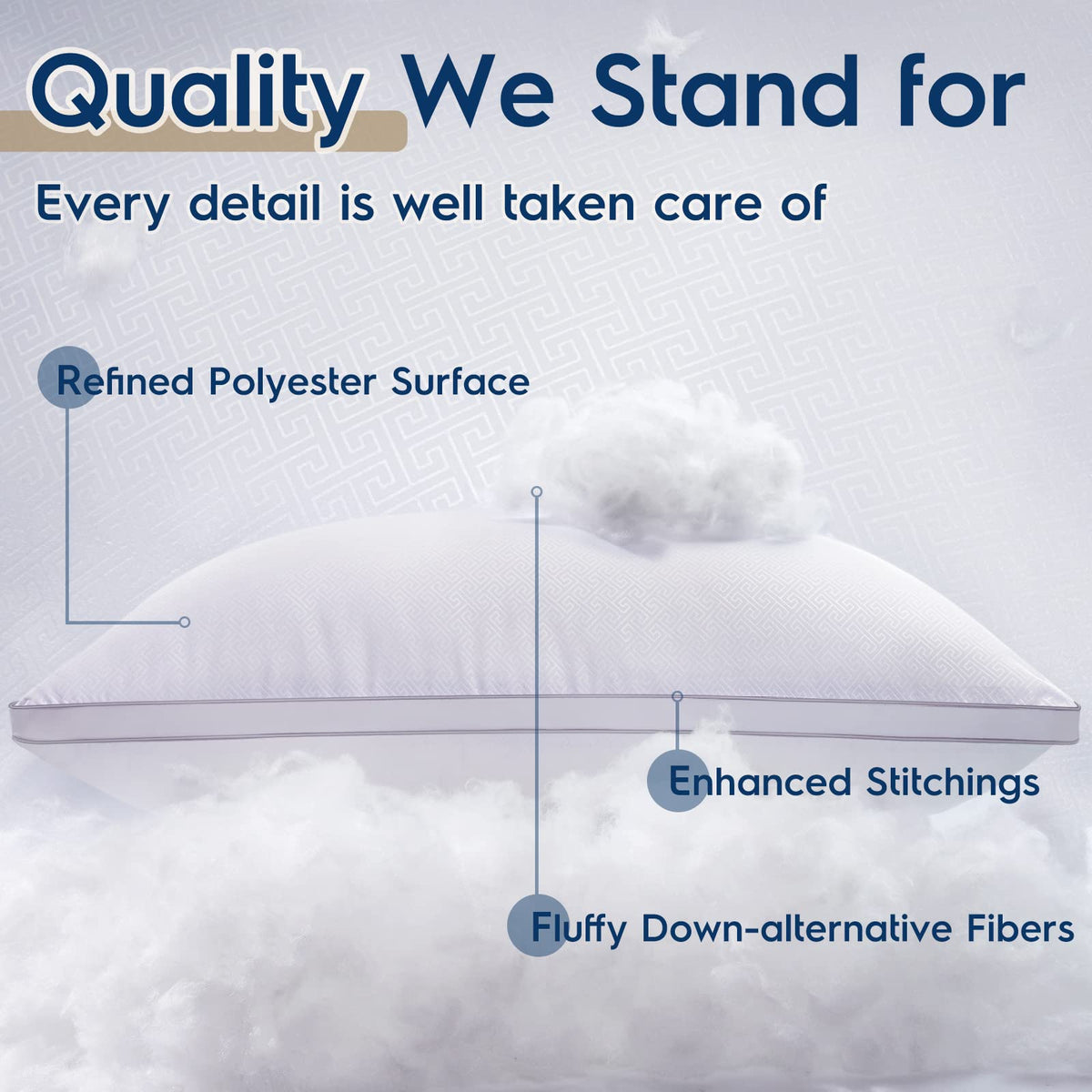 viewstar King Size Pillows 2 Pack, Firm Support Gusseted Side Sleeper Hotel Pillow for Back and Stomach Sleeping, White