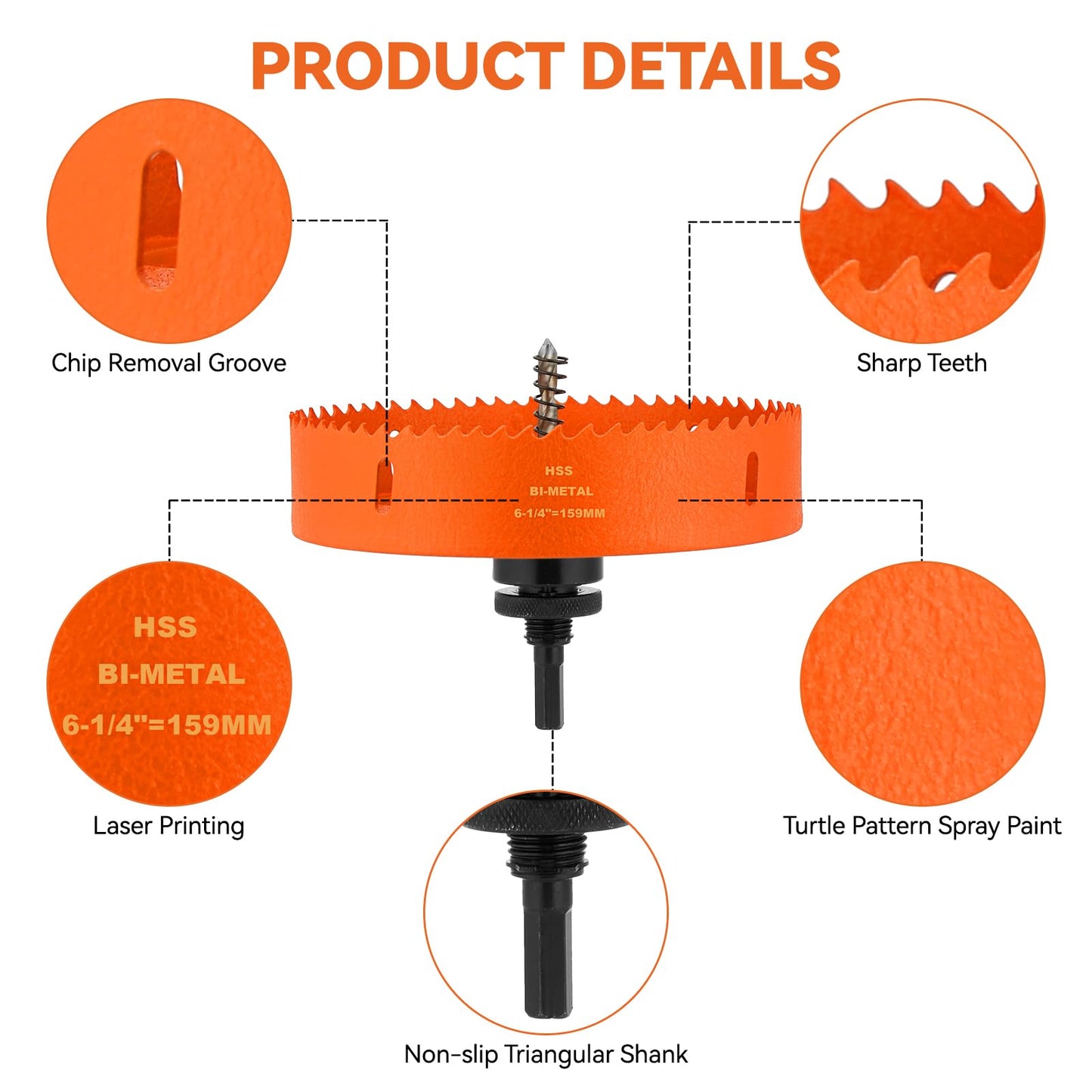 6 1/4 Inch & 4 1/4 Inch Hole Saw for Recessed Lights, 159mm & 108mm Hole Saw with Dust Bowl Catcher for 6 Inch Led Recessed Lighting 4 Inch, Bi-Metal Wood Drywall Hole Cutter