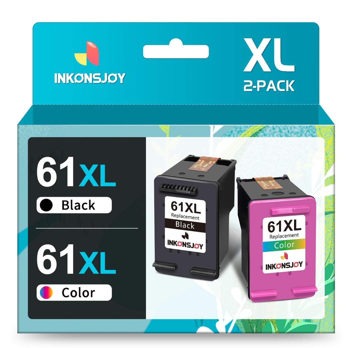 Jonity 61XL Ink Cartridges Replacement for HP 61 XL Ink HP61 Ink Cartridges for Printer Envy 4500 4502 5530 5534 officejet 4630 4635 Deskjet 3050A 1010 1512 3054 CR259FN (1 Black, 1 Tri-Color)