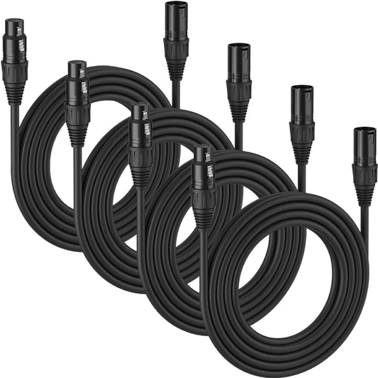 MFL. DMC-3 DMX Cable 3 Pin Signal XLR Male to Female 10.2ft DMX Wires for Stage Lighting DJ Lights Pack of 4
