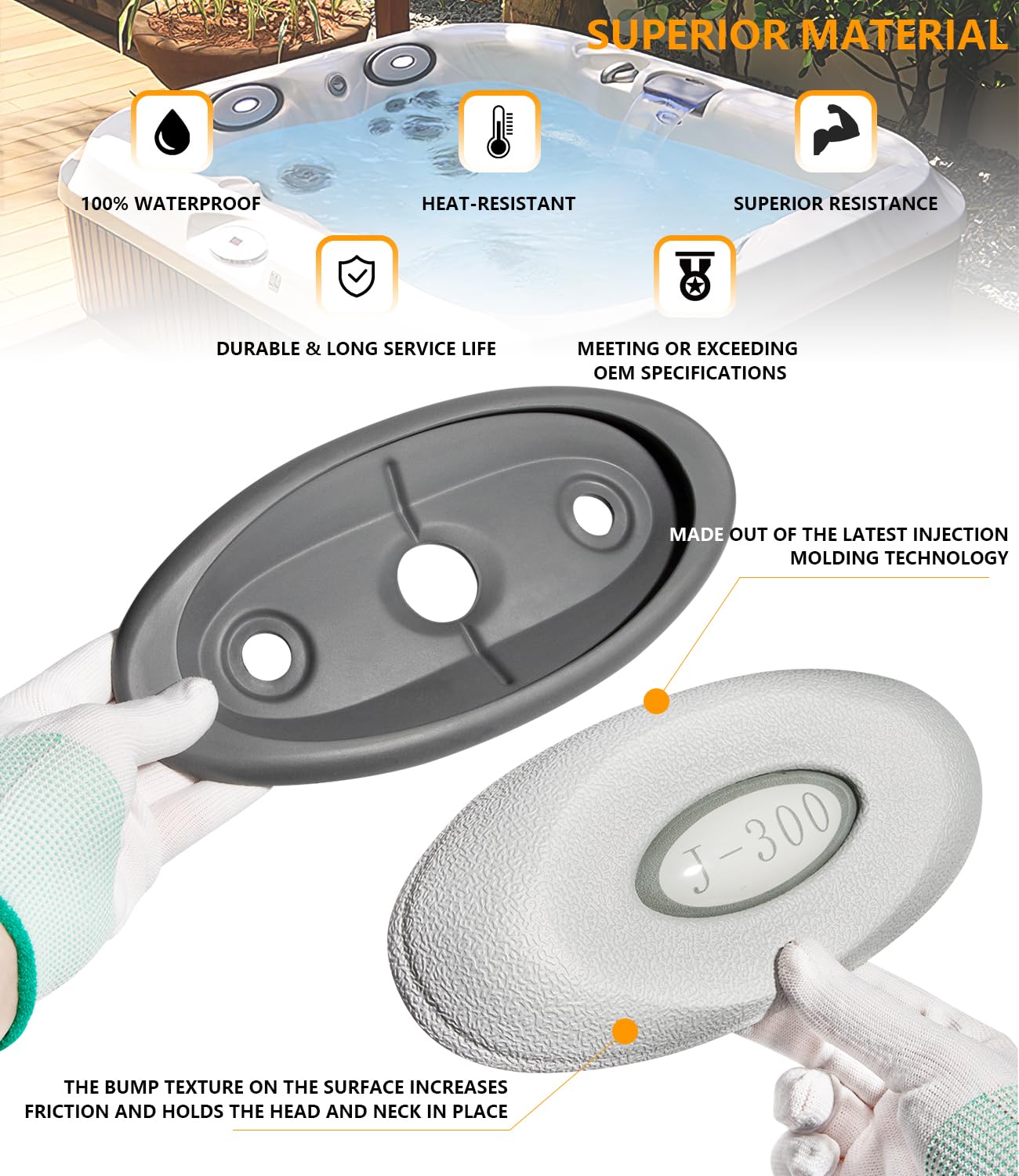 4PCS 2472-824 Oval Pillow Insert (6455-488) + Back Mount (2455-105) Replacement for Jacuzzi J-300 Series 2004+ Pillow Headrest