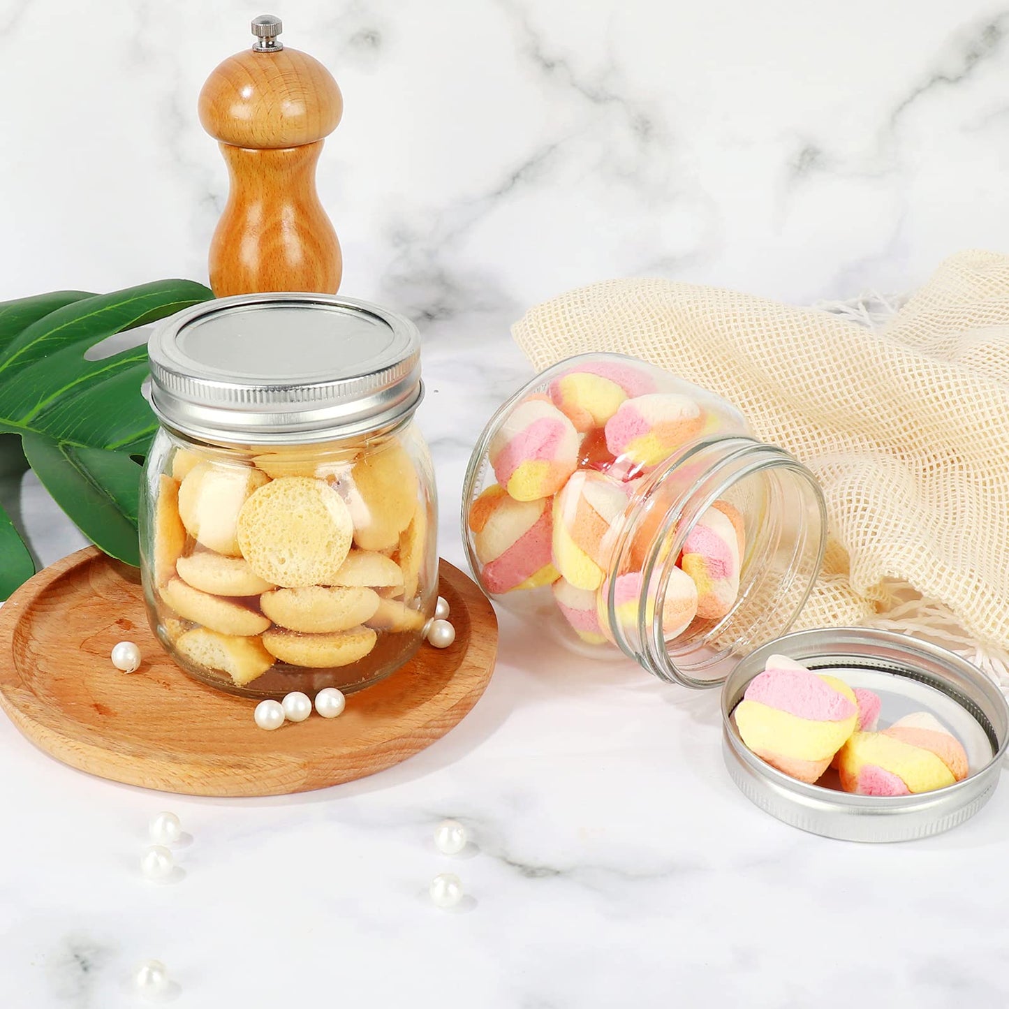 10 oz Glass Mason Jars, 24 Pack 300ml Canning Jars with Regular Mouth Lids, Glass Jars Storage Containers for Overnight Oats, Jam, Jelly, Honey, Beans, Spice, Wedding Party Favors, Shower Favors
