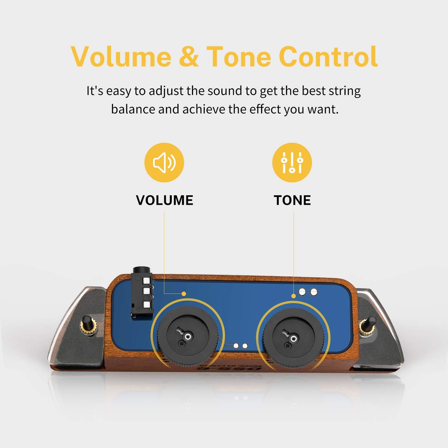 Donner Acoustic Guitar Pickup, Acoustic Pickup DSS-6 Passive Guitar Pickups Mahogany Soundhole Pickup with Humbucker Volume Tone Control