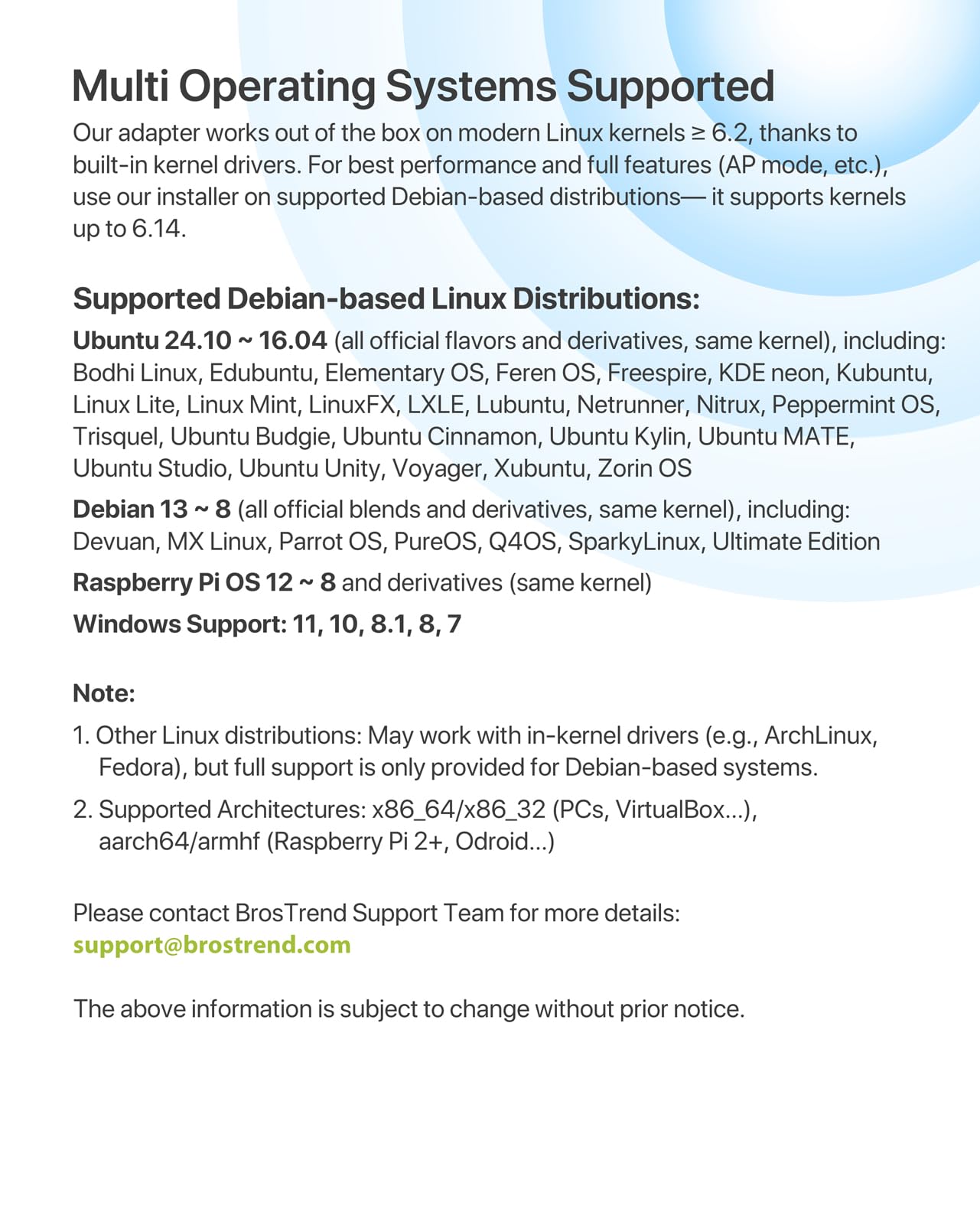 BrosTrend Linux USB WiFi Adapter 1200Mbps Supports Ubuntu, Mint, Debian, Kubuntu, Mate, Zorin, PureOS, Raspberry Pi 2+, Windows 11/10, USB3.0 Wireless Dual Band Wi-Fi 5GHz/867Mbps + 2.4GHz/300Mbps
