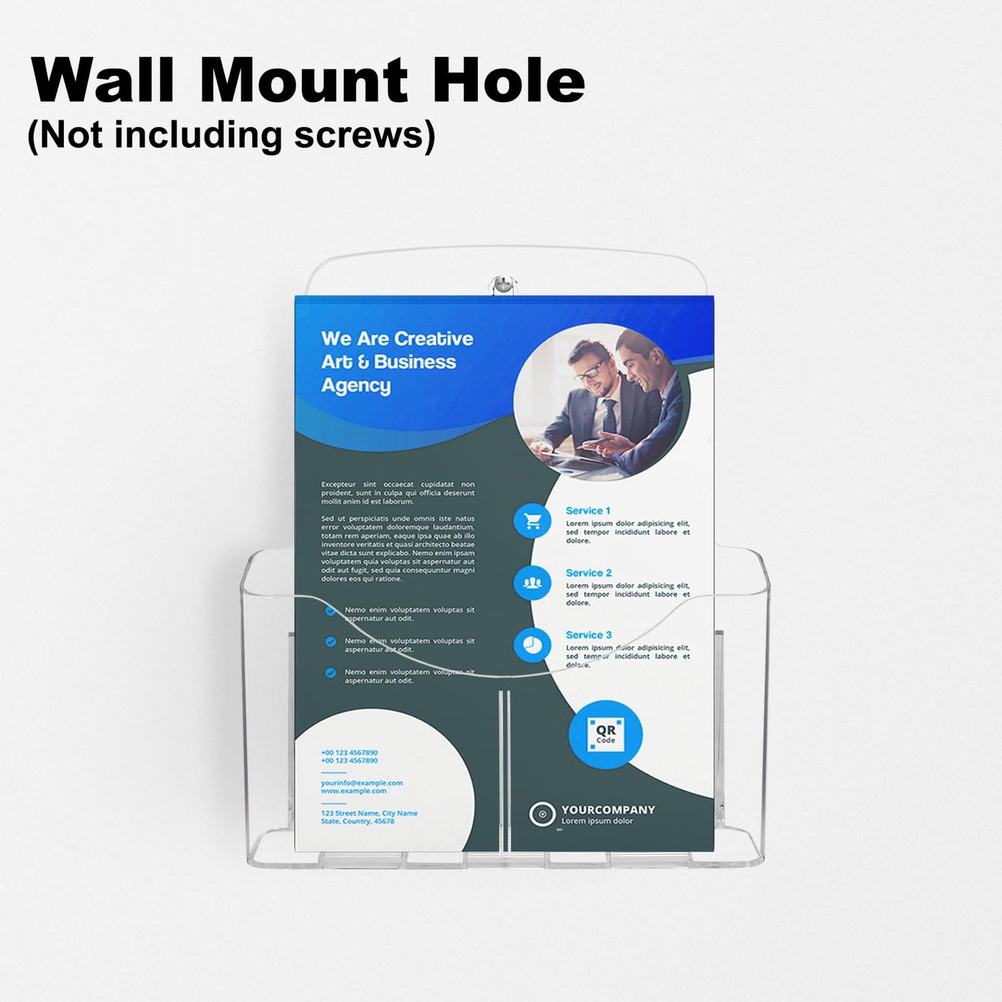 2 Pack Acrylic Brochure Holder 8.5 x 11 in, 1 Tier Brochure Display Stand with Removable Divider for 4 x 9 in Trifold Pamphlets, acrylic flyer holder 8.5 x 11 Stands for Flyer, Pamphlet, Magazine (2+2 pack 1 tier)