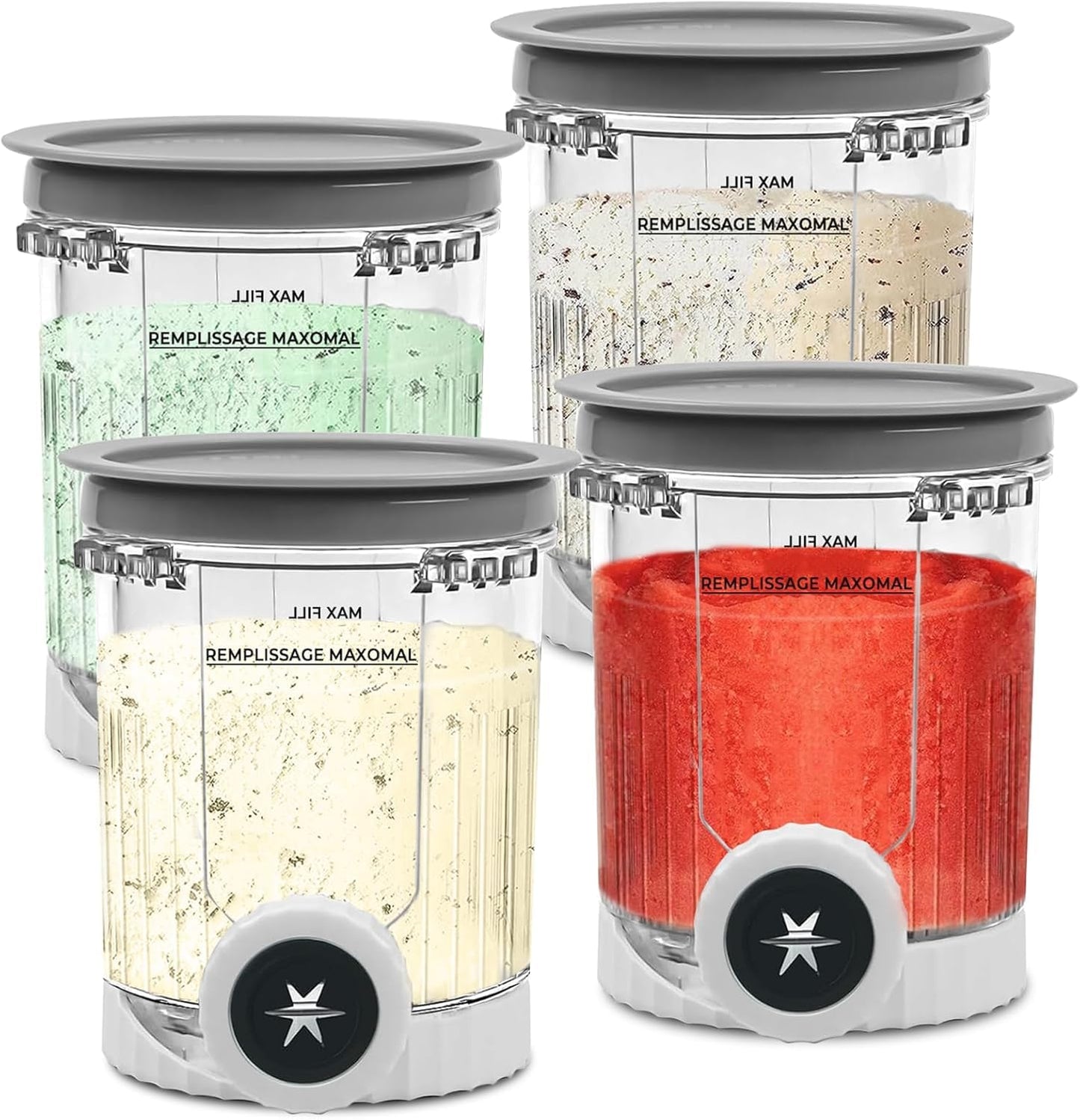 4Pack for Ninja Creami Swirl Pints and Lids, 16OZ Ice Creamy Containers Storage for Ninja Swirl Ice Cream & Soft Serve Makers NC701 NC700 Series(Dishwasher Safe Reusable Leak Proof)
