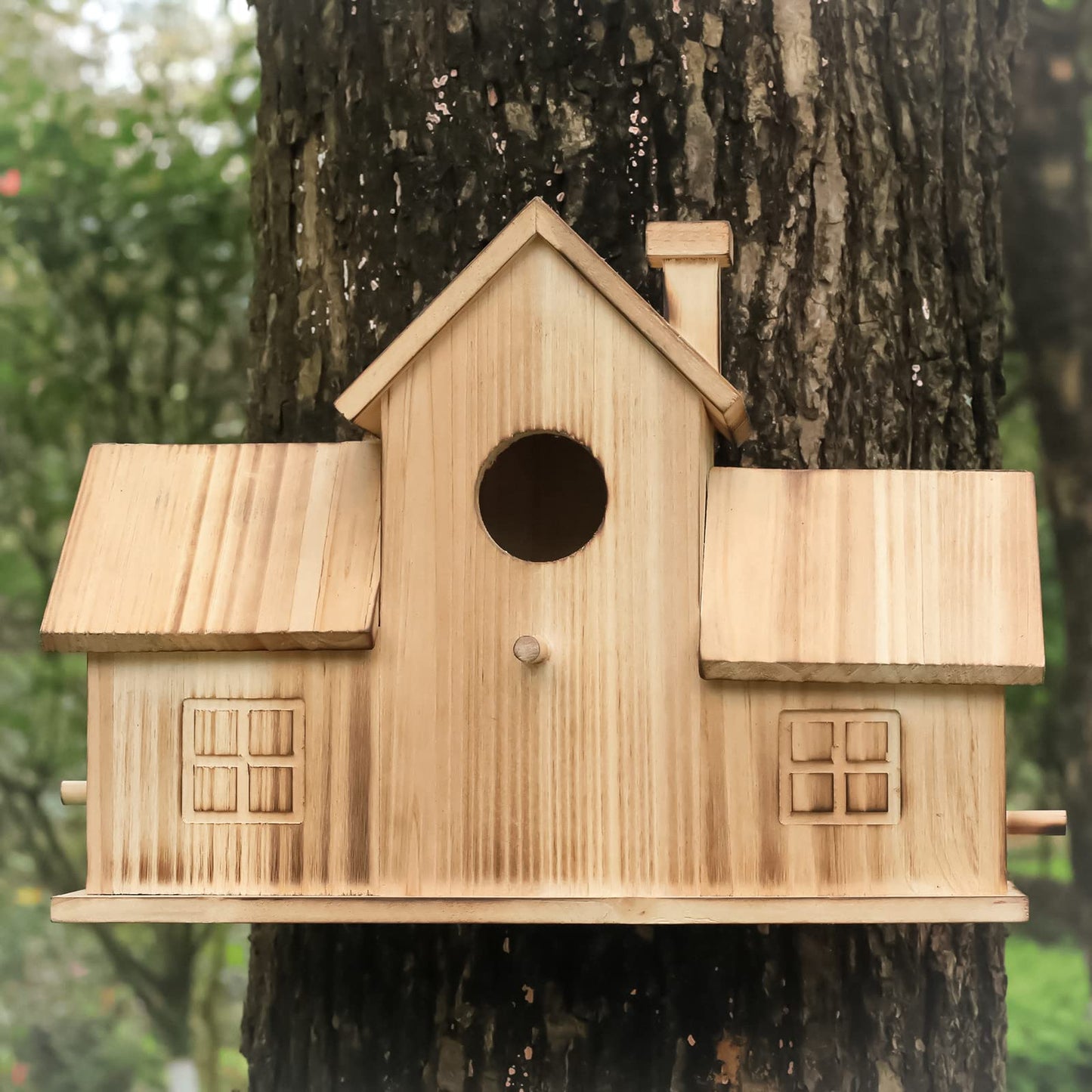 Outdoor Birdhouse, Outdoor 3-Hole Birdhouse, Room for 3 Birds, Bird Cardinal Garden Hanging Birdhouse Outdoor Birdhouse, Room for 3 Birds, Bird Cardinal Garden Hanging Birdhouse