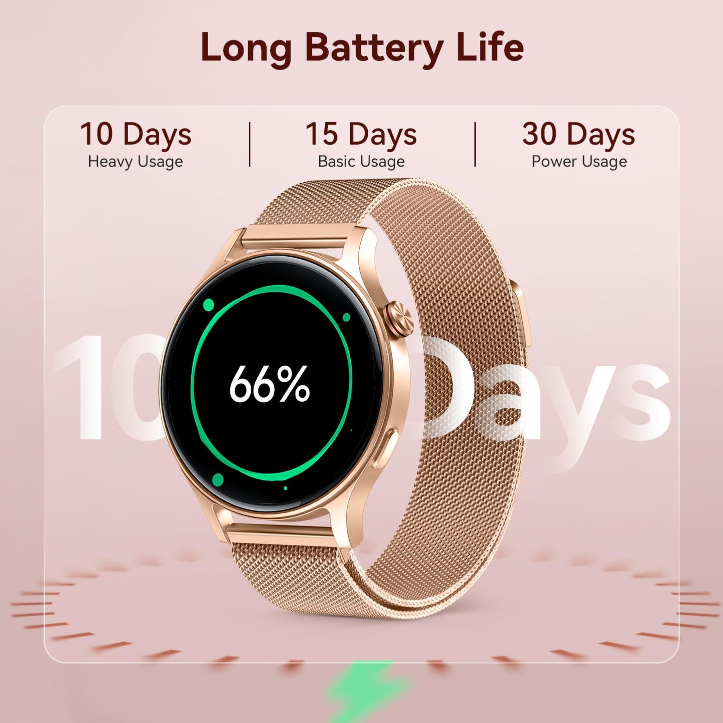 aeac Smart Watch for Women, AMOLED Ultra-Clear Screen Activity Trackers with Heart Rate/Sleep/SpO2 Monitor, Waterproof Fitness Smartwatch for iPhone/Samsung/Android（Gold）