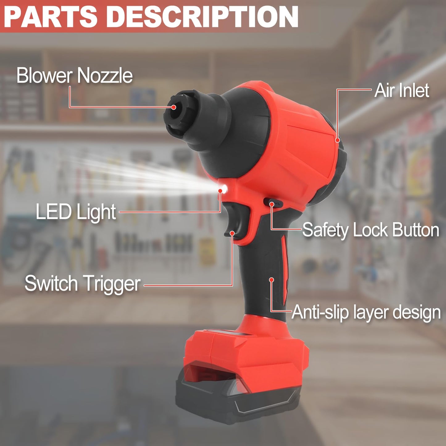 Compressed Air Duster for Milwaukee 18V Battery,Brushless HighSpeed Motor, Compressed Air Duster and Vacuum 2-in-1, High Volume Leaf Blower, 80,000 RPM, LED Lights, Multiple Variable Speeds