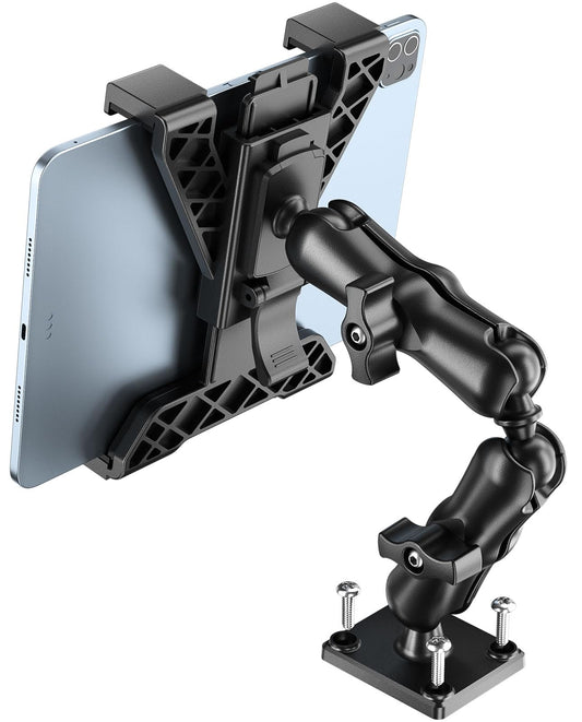 OHLPRO Tablet Holder for Truck, Heavy Duty iPad Mount for Drill Base 360°Adjustable 2-Stage Arm Car Stand for All 7" - 11.5" iPad Pro,Mini,Samsung Tab,Nexus, Great for Desks,Wall, Businesses