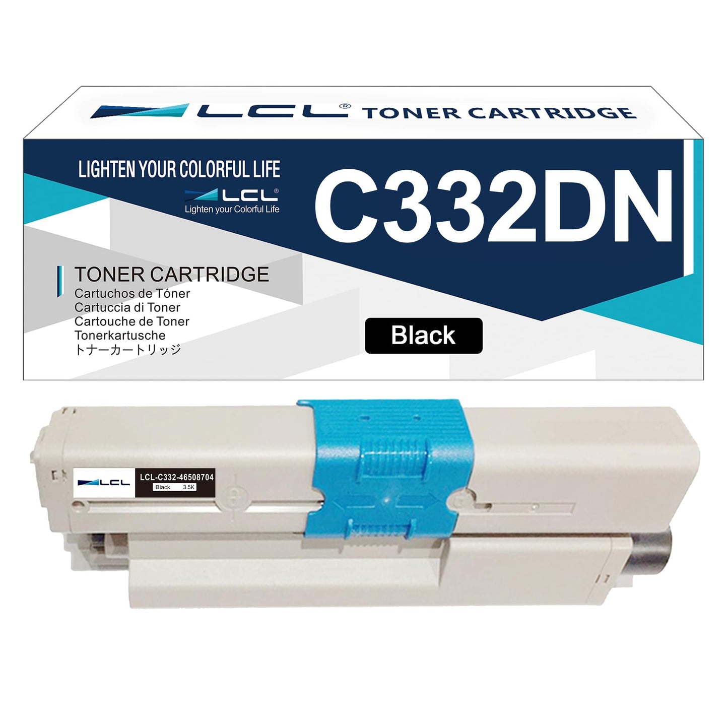 LCL Compatible Toner Cartridge for OKI C332dn C332 MC363dn 46508704 (1-Pack Black) for OKI C332 C332dn MC363 MC363dn