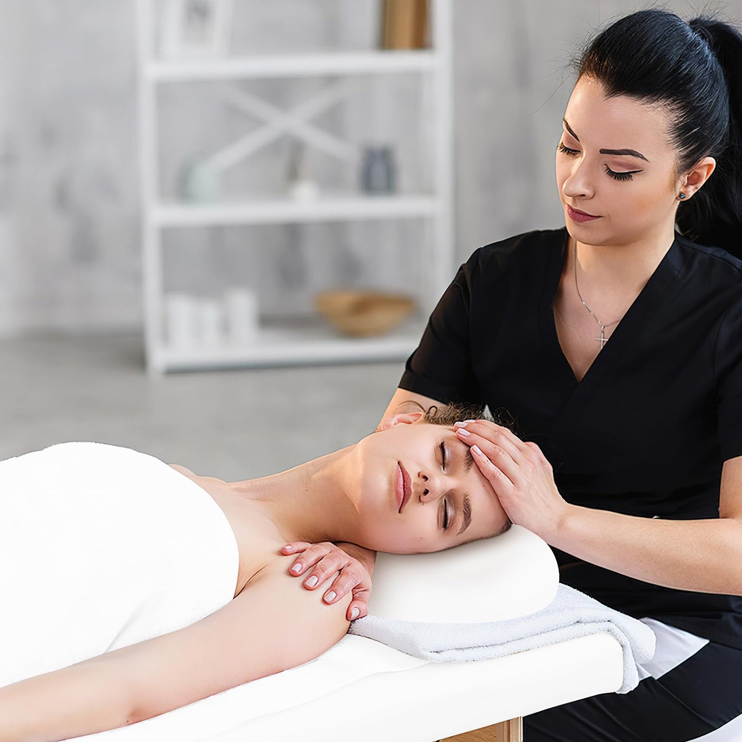 4 Sets Massage Bed Sheets Soft Microfiber, Spa Bed Sheets for Esthetician Includes Massage Table Cover, Fitted Sheet, Face Rest Cover, Resistant Oil and Wrinkle (4 Colors)