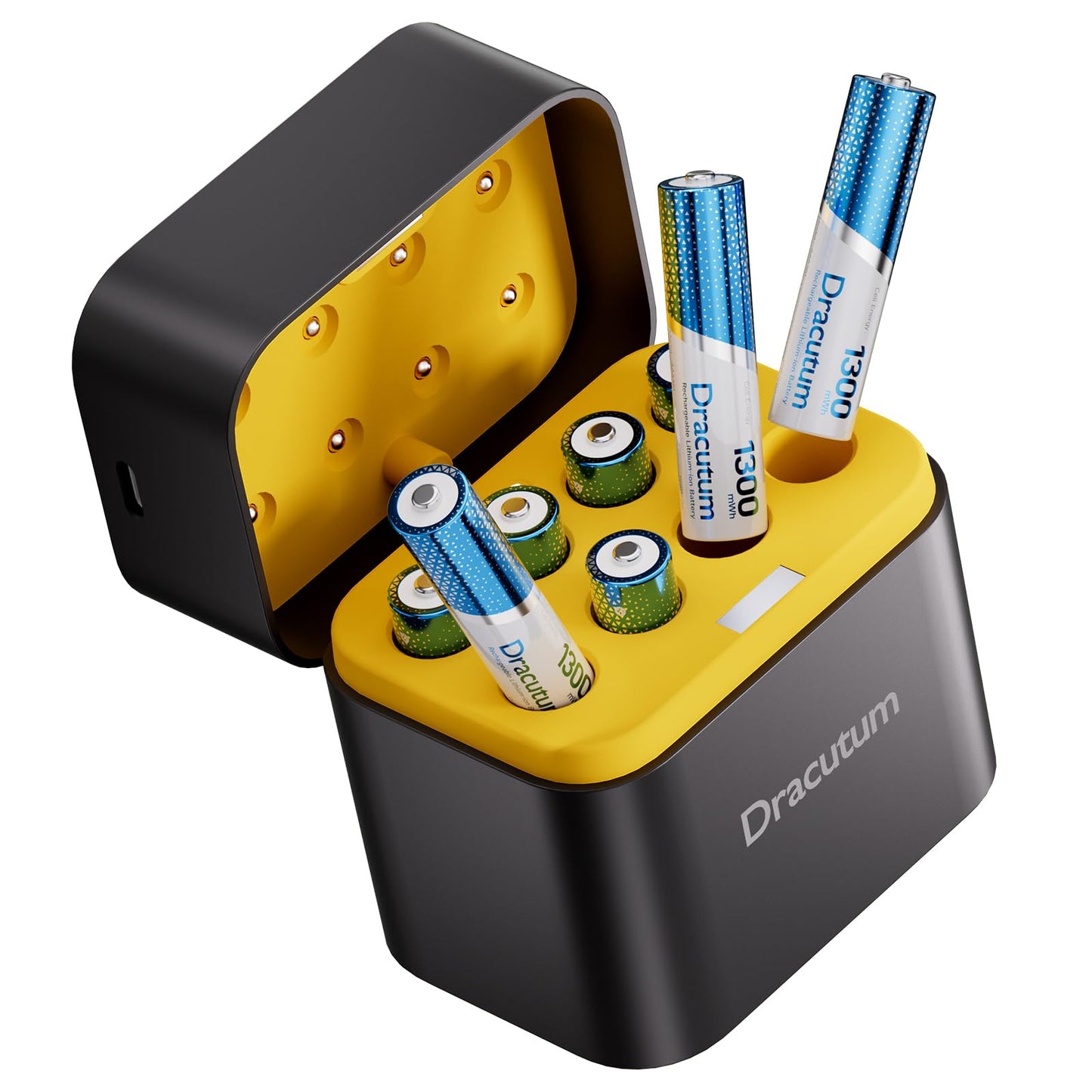 Dracutum 8-Pack Rechargeable AAA Batteries Lithium with Fast Charger - 1300mWh 1.5V Constant Output, 2000 Cycles, Long Lasting Triple AAA Battery