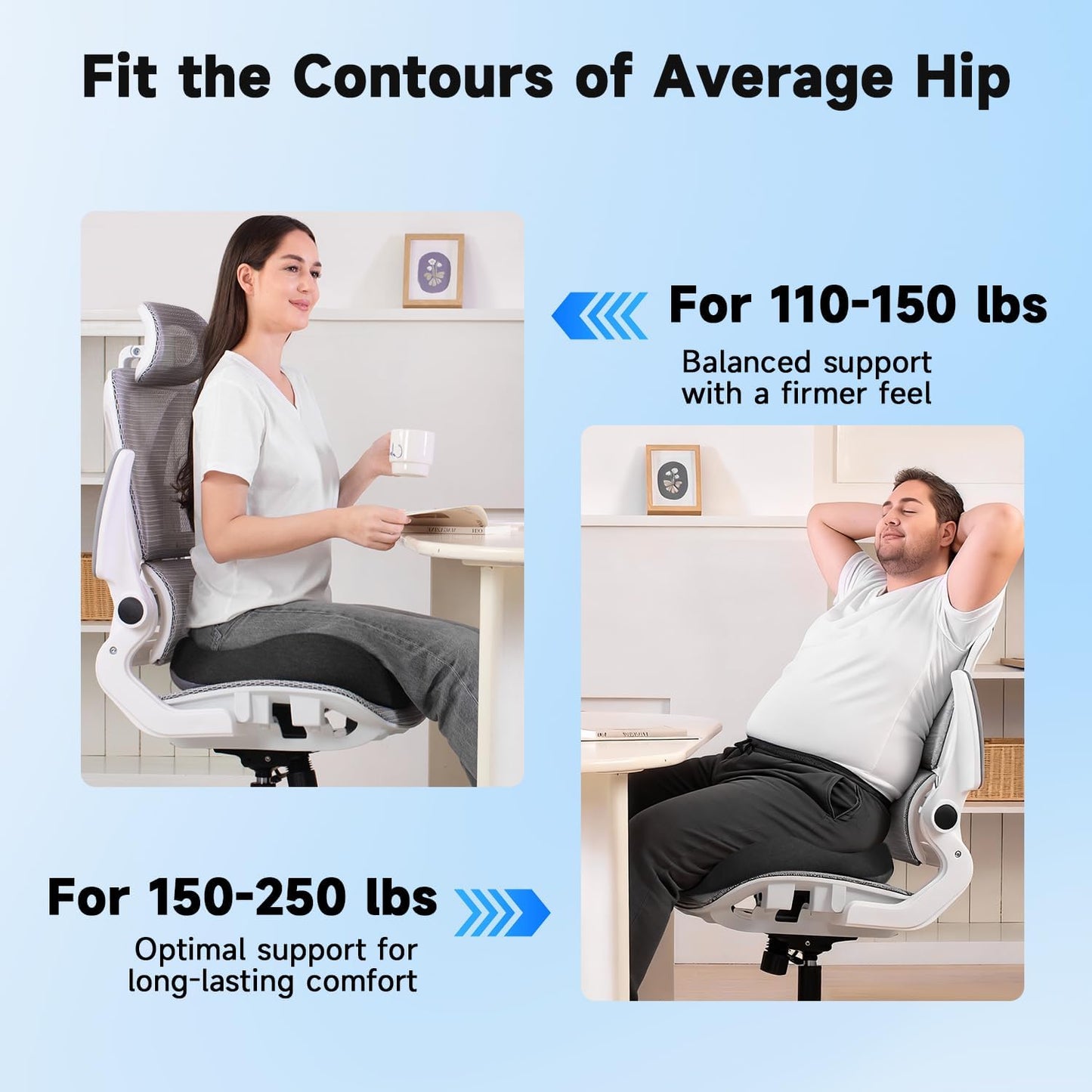 Ergonomic Seat Cushion for Office Chair, Memory Foam Seat Cushion with Stable Wraparound Support for Long Sitting, Office Chair Cushion for Home Office & Desk Chairs, Dark Grey