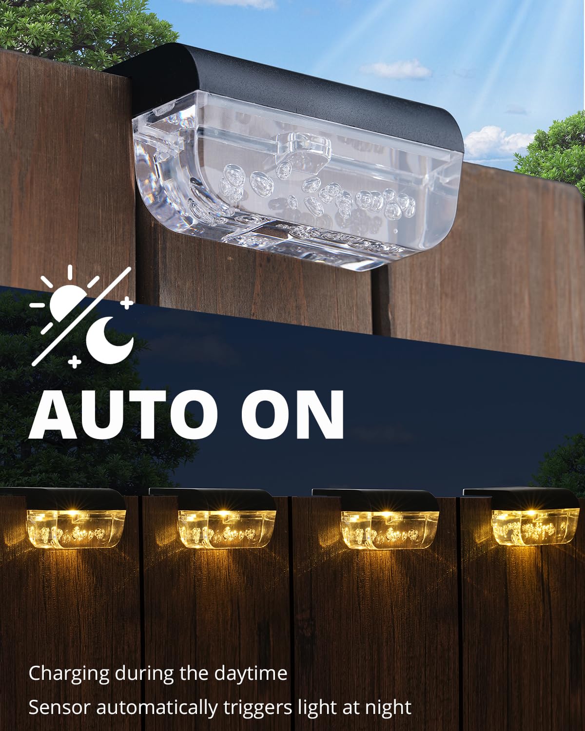 Solar Deck Lights Outdoor, 12 Pack Solar Fence Lights, LED Waterproof Solar Step Lights for Outside, Step, Fence, Deck, Stair, Pool and Yard, Warm White