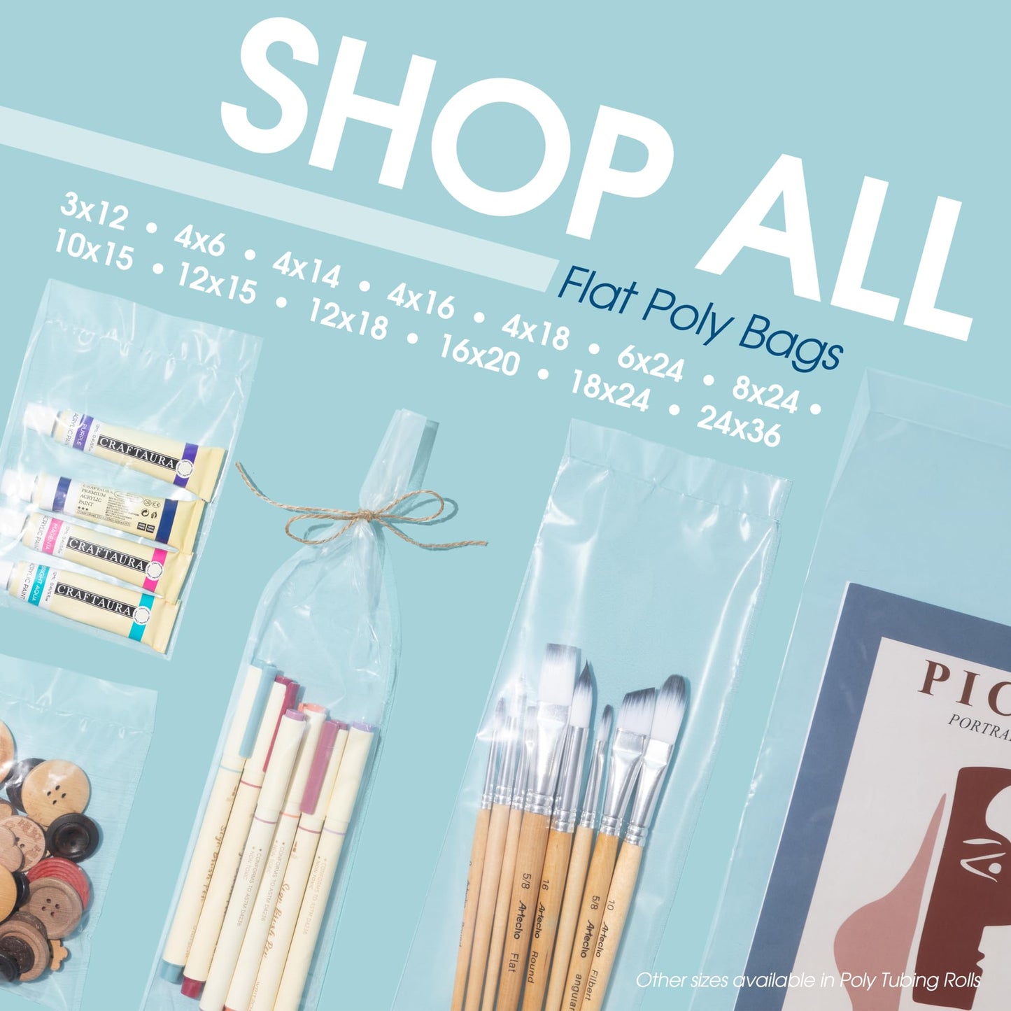 Spartan Industrial - 6" X 8" Open-End Flat Poly Bags (1000 Count) Heavy Duty 2 Mil Clear Plastic Bags for Packaging Books, Pens, Collectibles (Bags Do Not Have Seal and Do Not Have Prints)